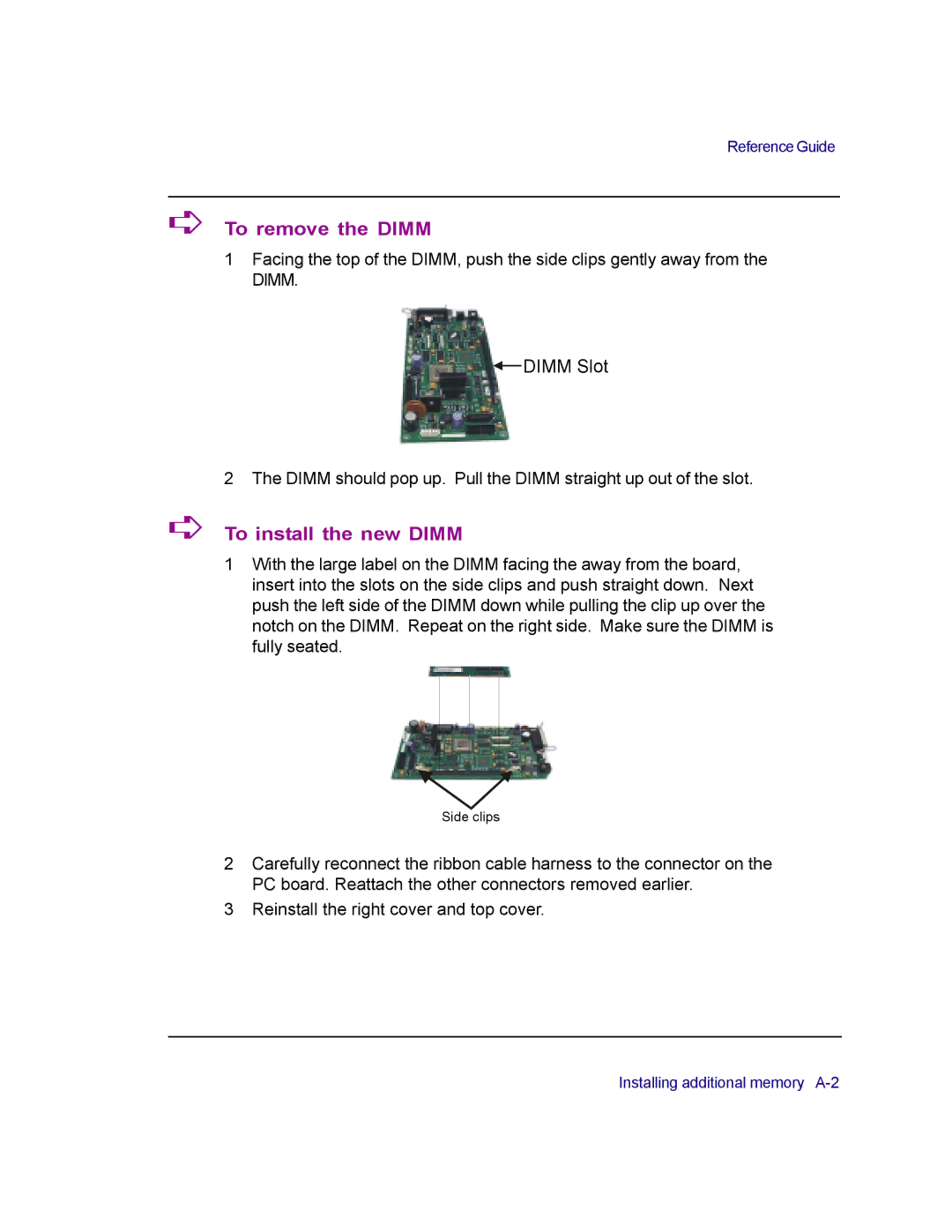 Kodak 4800 manual To remove the Dimm, To install the new Dimm 