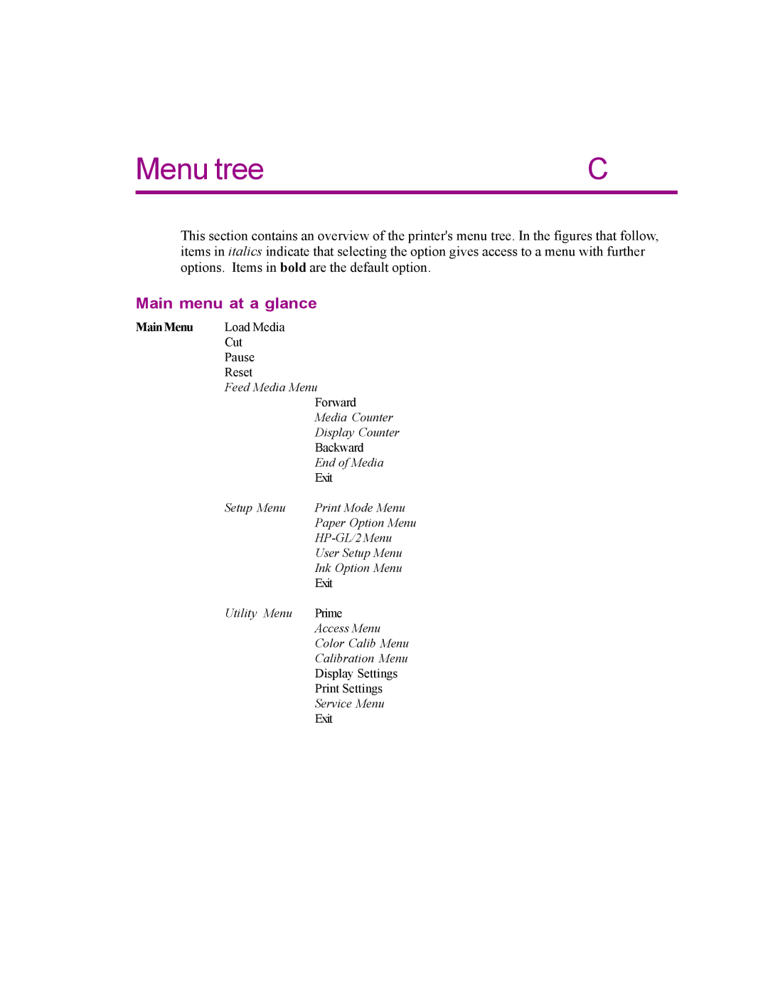 Kodak 4800 manual Menu tree, Main menu at a glance 