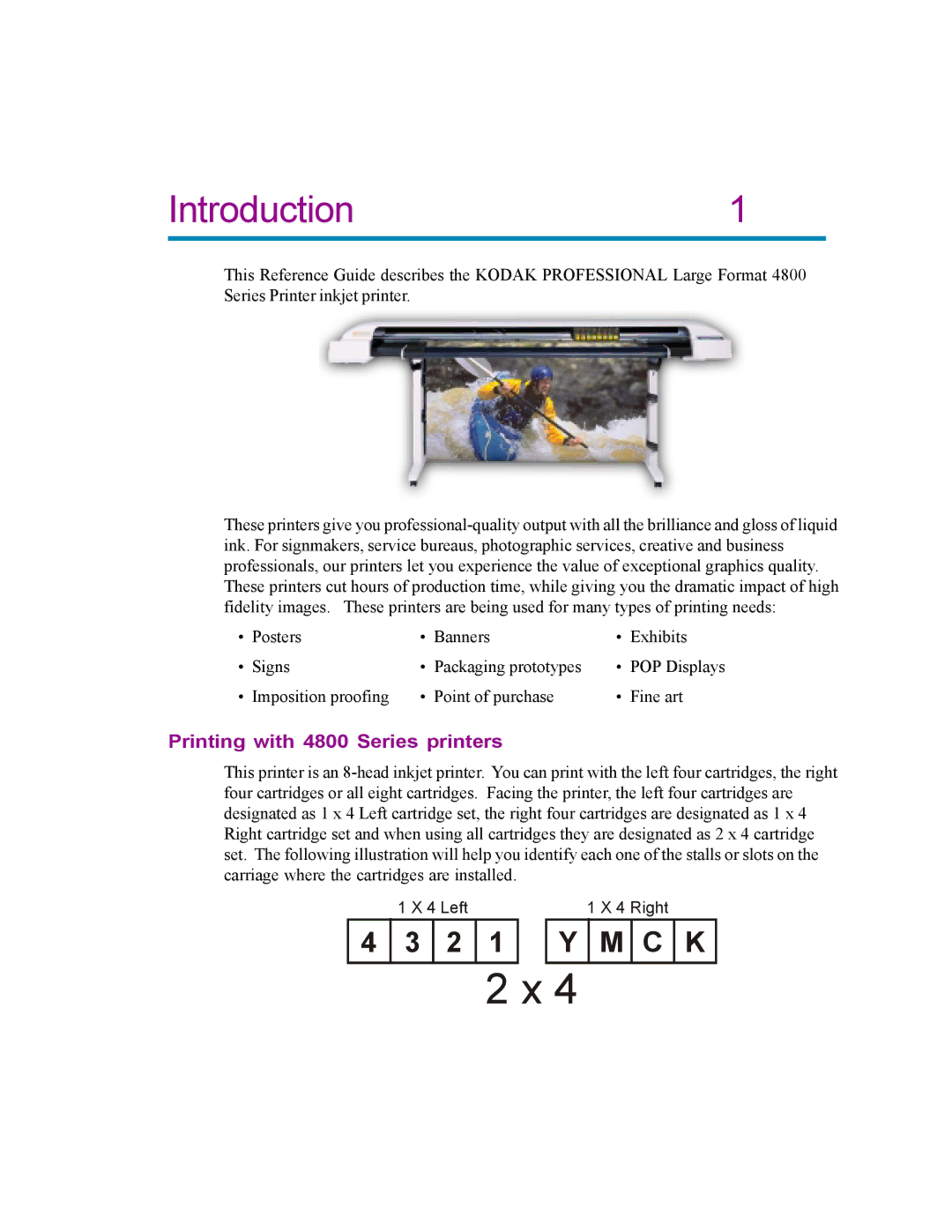 Kodak manual Introduction1, Printing with 4800 Series printers 