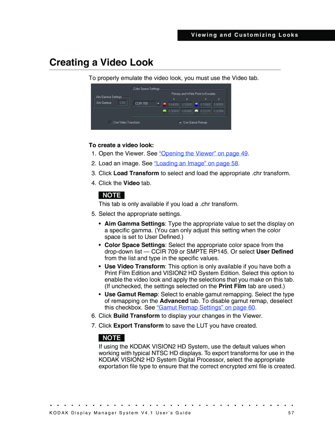 Kodak 4F3882 manual Creating a Video Look, To create a video look 