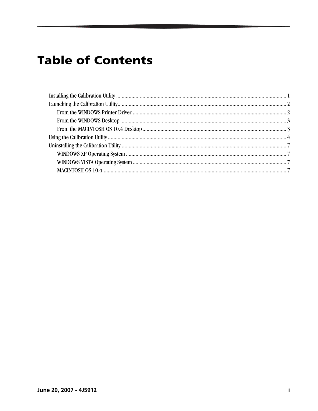 Kodak 4J5912 user manual Table of Contents 