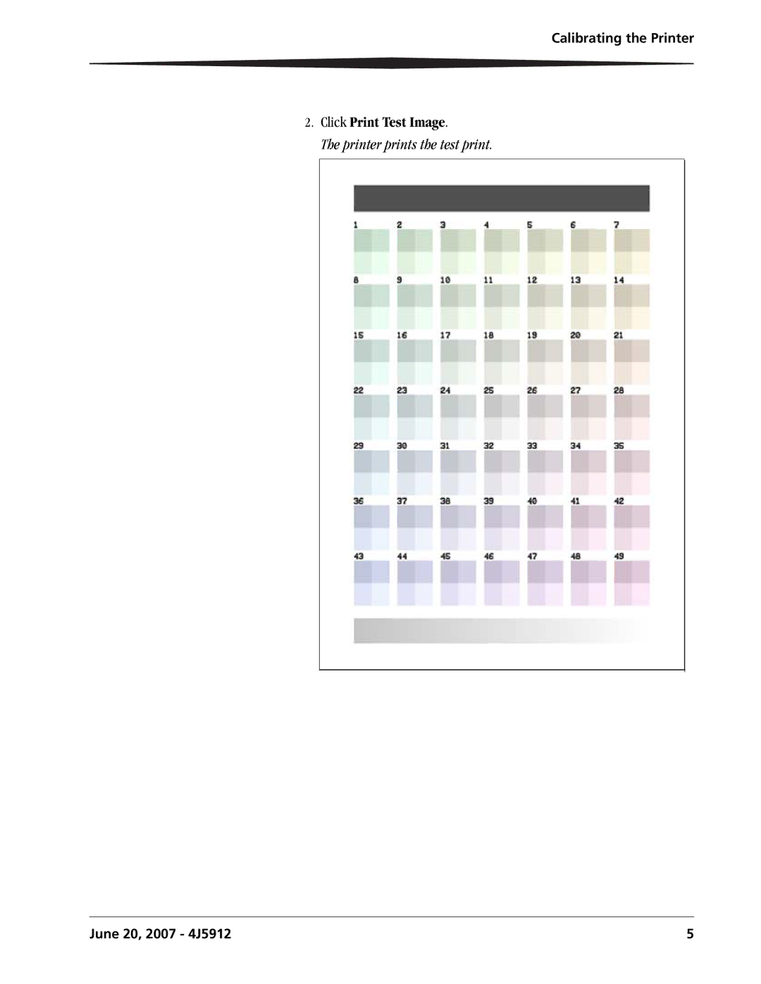 Kodak 4J5912 user manual Click Print Test Image, Printer prints the test print 