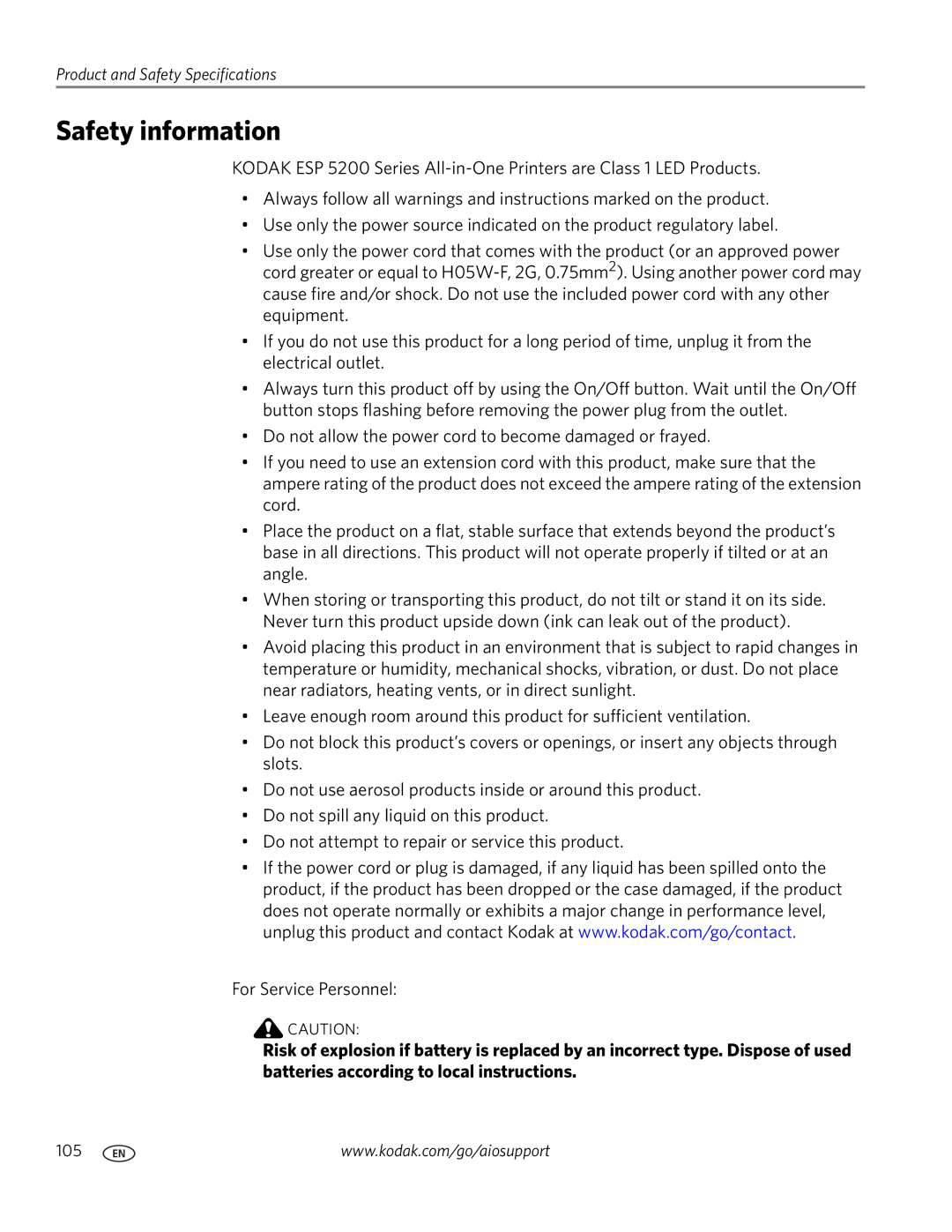 Kodak 5.1 manual Safety information 