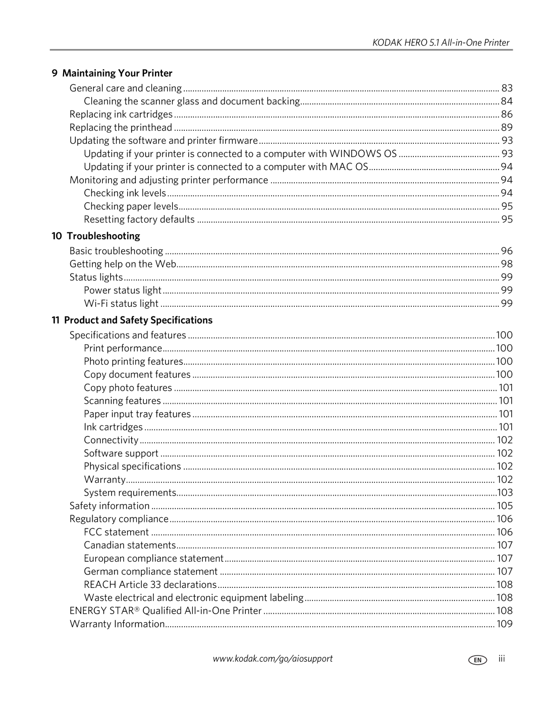 Kodak 5.1 manual Maintaining Your Printer 