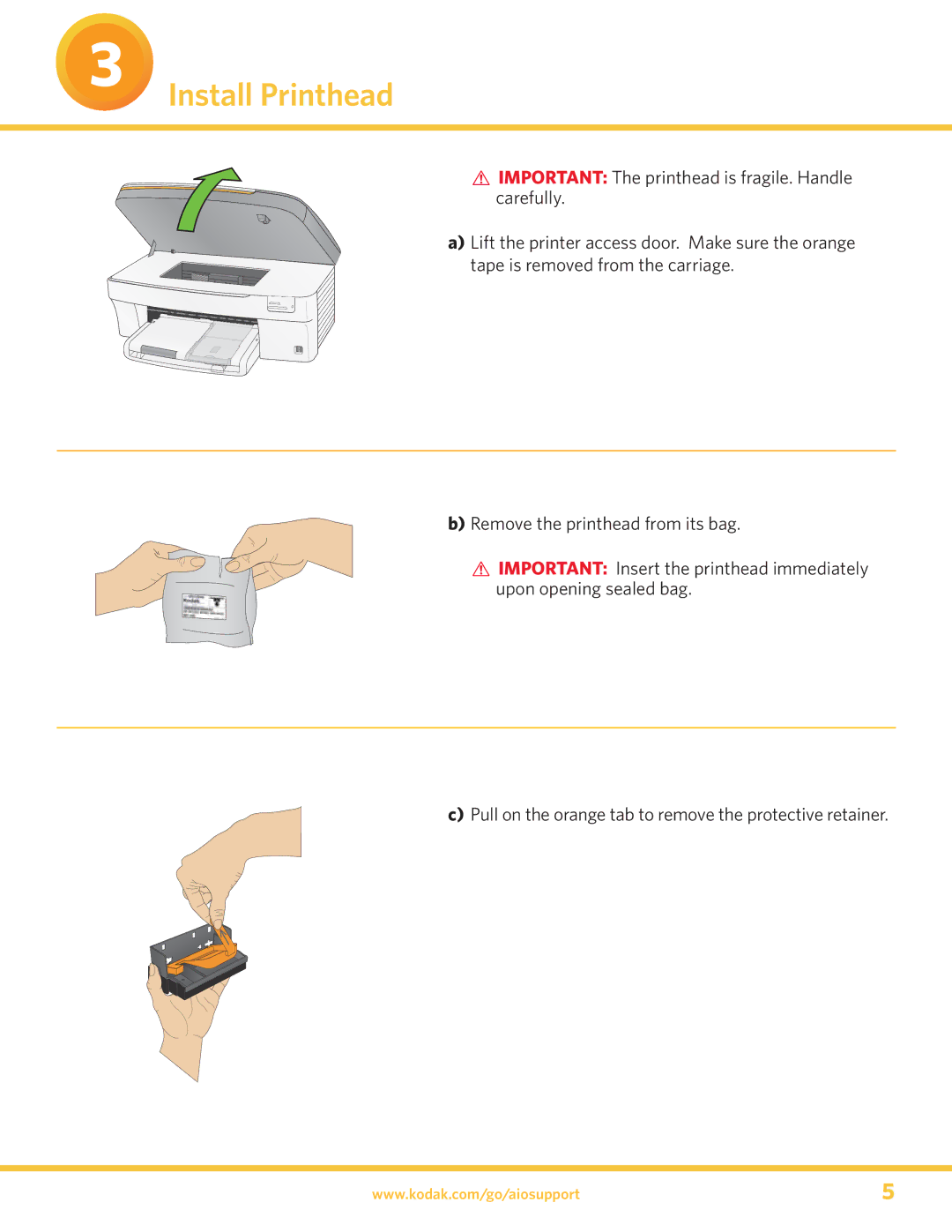 Kodak 5300 manual Install Printhead 