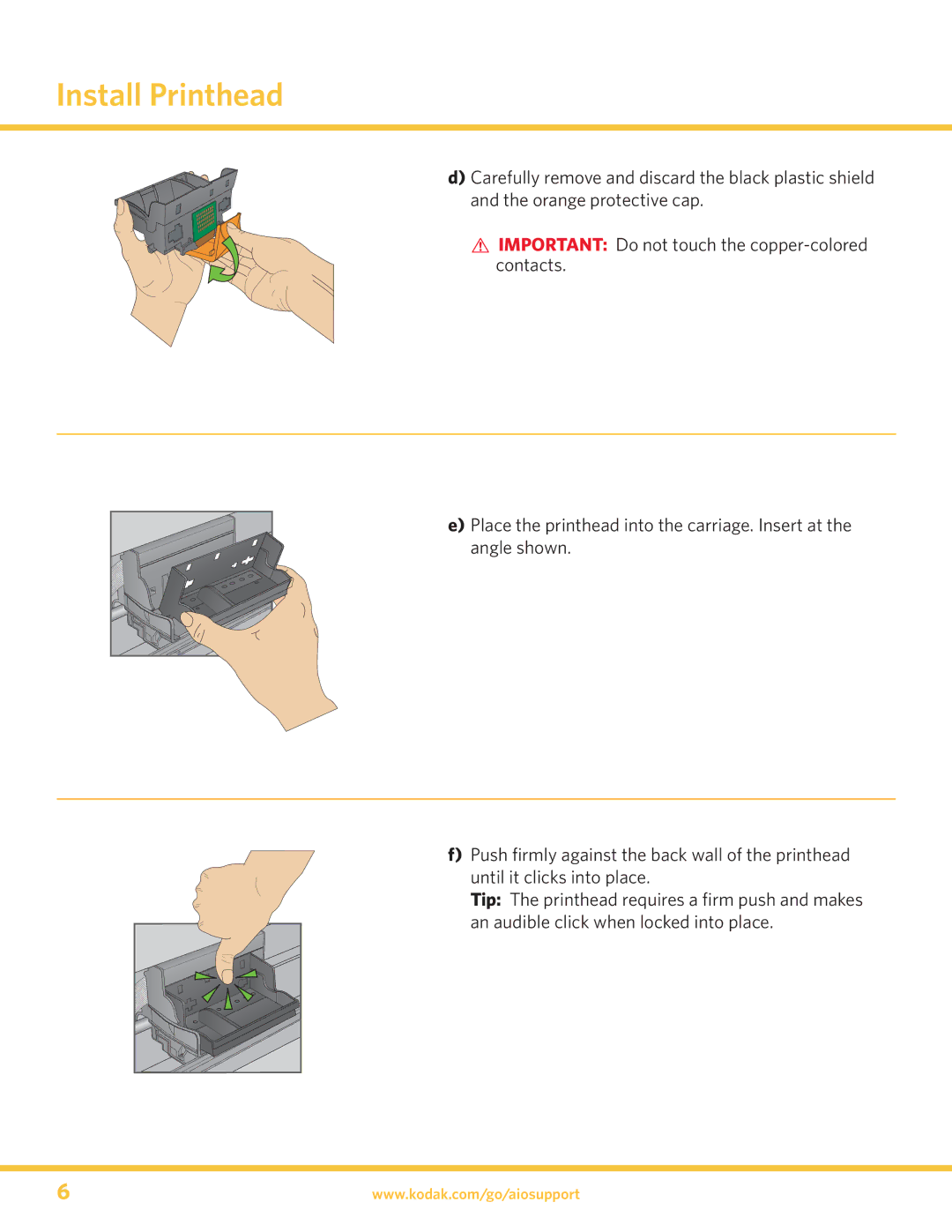 Kodak 5300 manual Install Printhead 