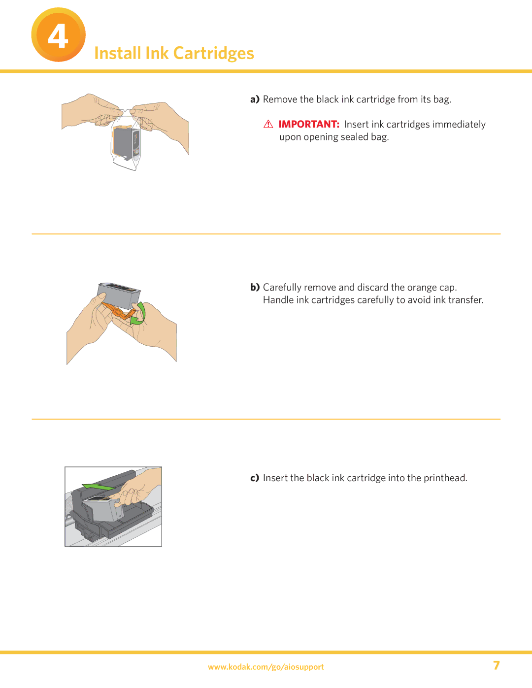 Kodak 5300 manual Install Ink Cartridges 