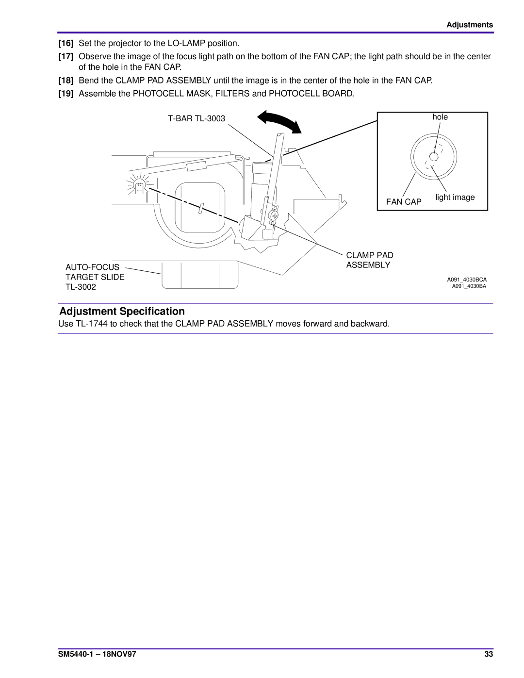 Kodak 4600-KK, 4400, 4200-KK, 5600-KK, 5600-J, 4200-J service manual Fan Cap, Clamp PAD, AUTO-FOCUS Assembly Target Slide 