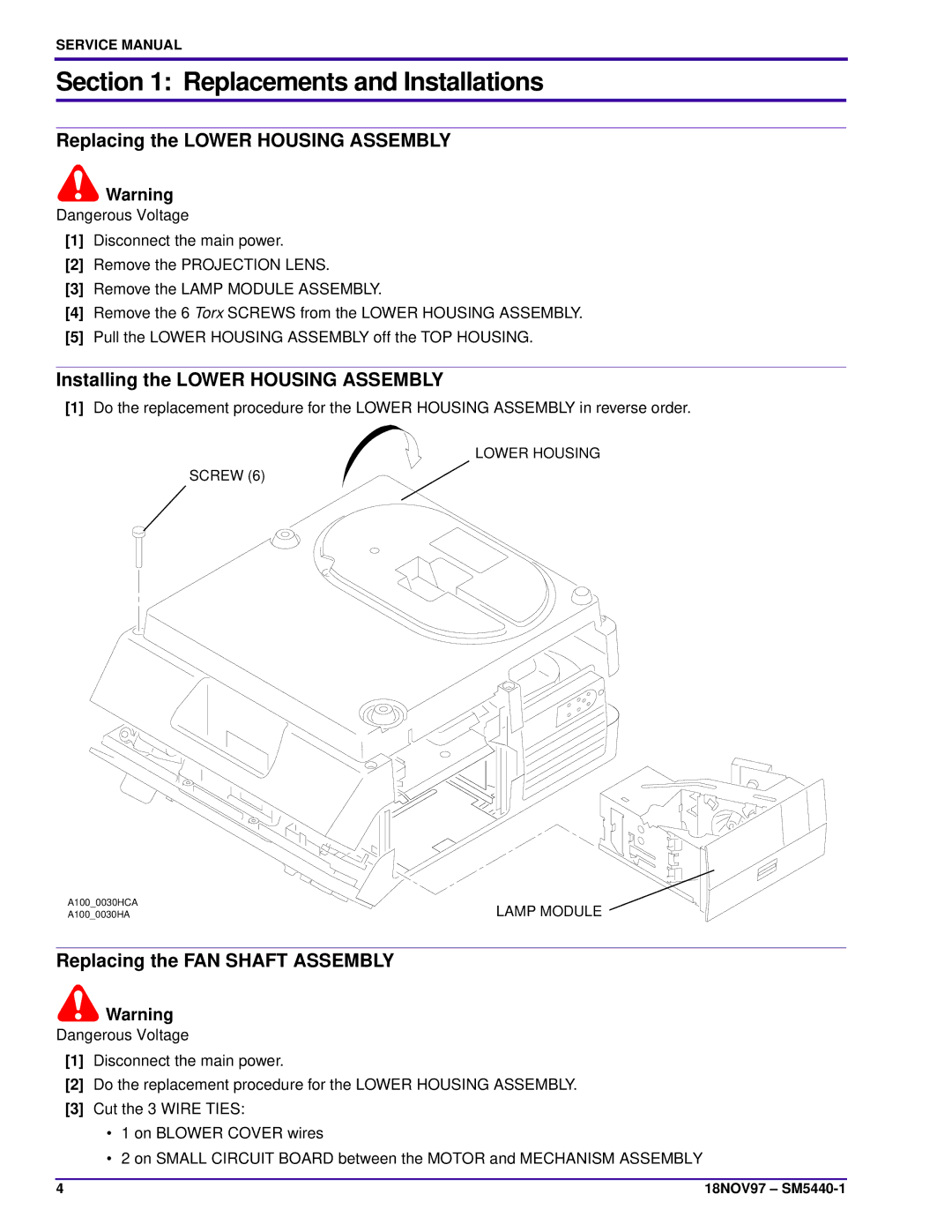 Kodak 5600-KK, 4400, 4200-KK, 4600-KK, 5600-J Replacing the Lower Housing Assembly, Installing the Lower Housing Assembly 