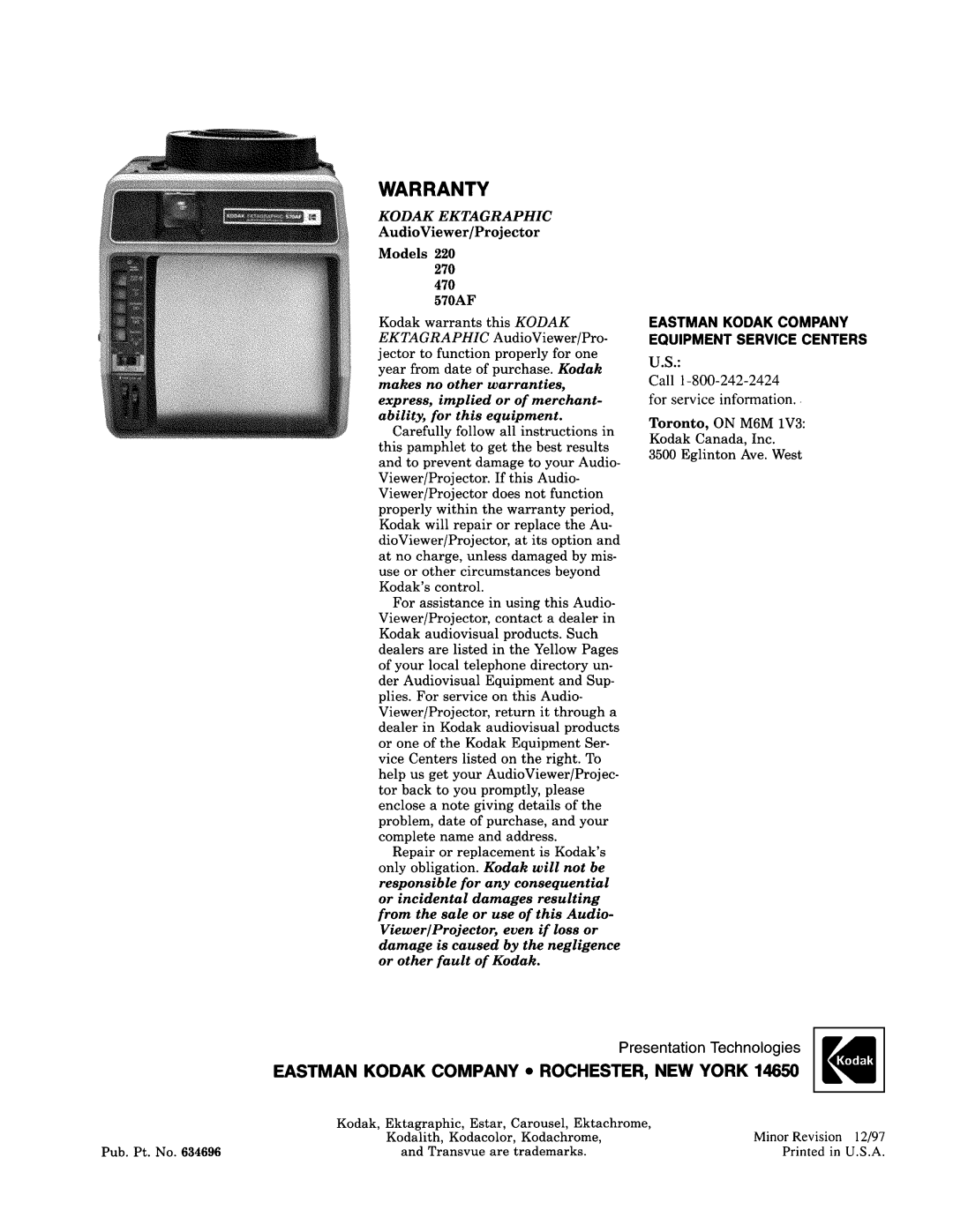 Kodak 470, 570AF, 220, 270 manual 