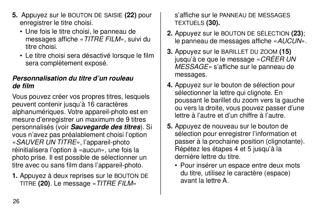 Kodak 5800 MRX manual Personnalisation du titre d’un rouleau de film 