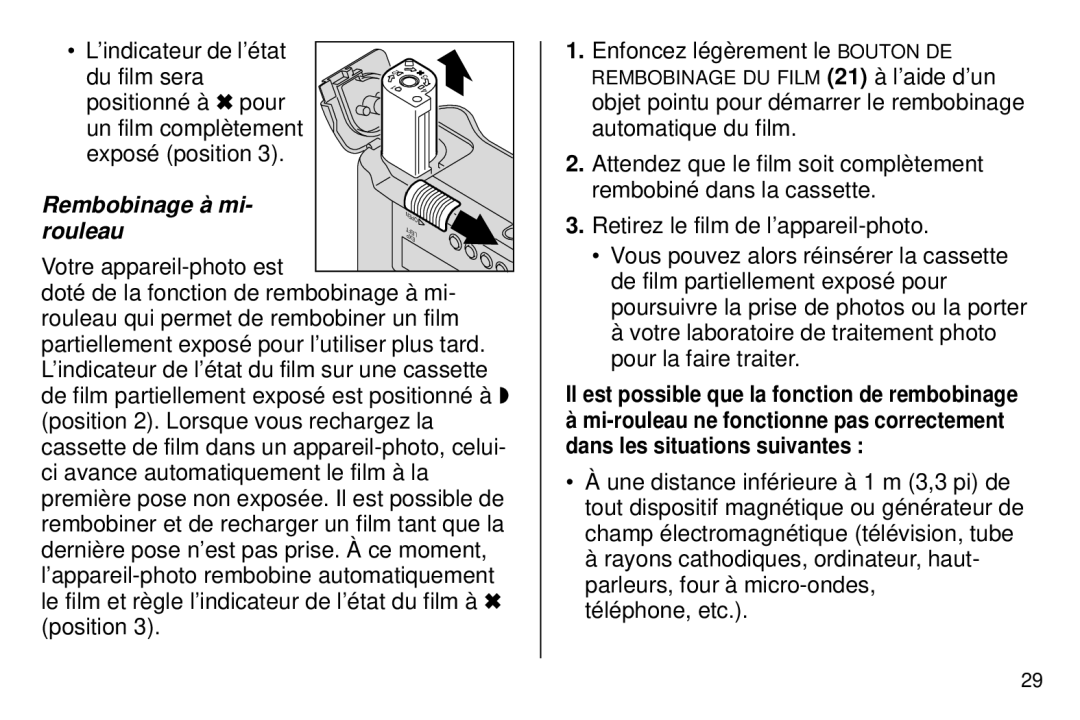 Kodak 5800 MRX manual Rembobinage à mi, Rouleau 