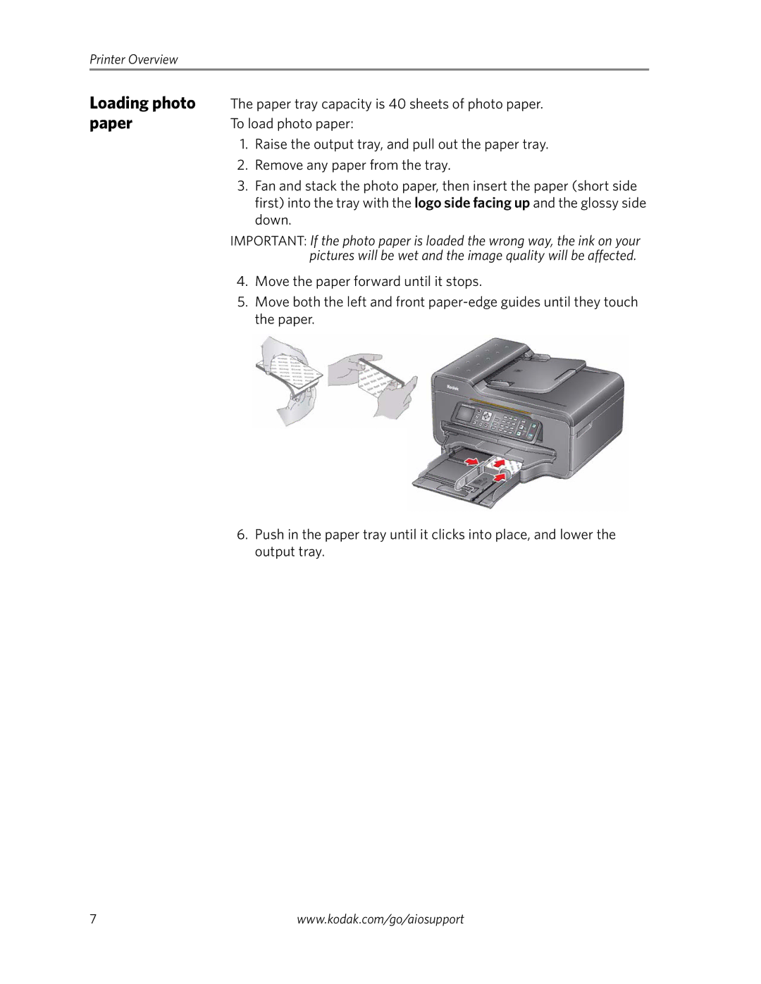 Kodak 6100 Series manual Loading photo, Paper 