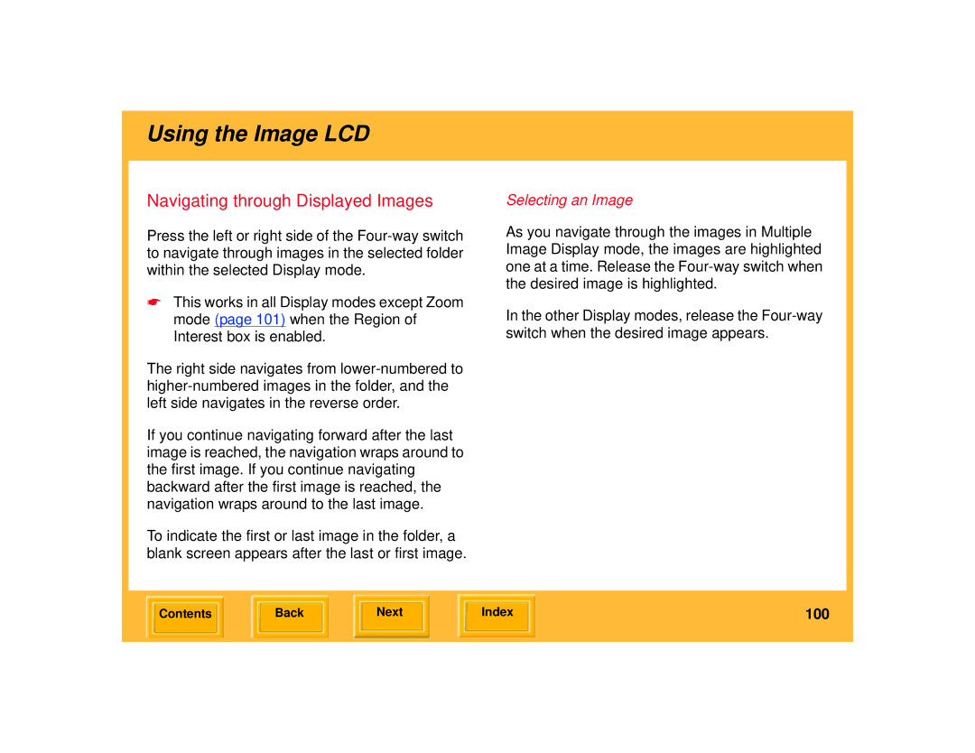 Kodak 645 manual Navigating through Displayed Images, Selecting an Image 