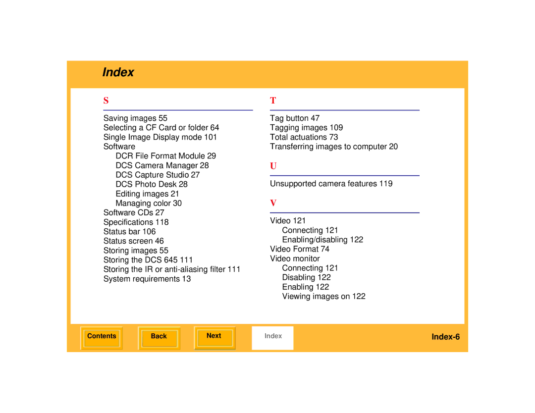 Kodak 645 manual Index-6 