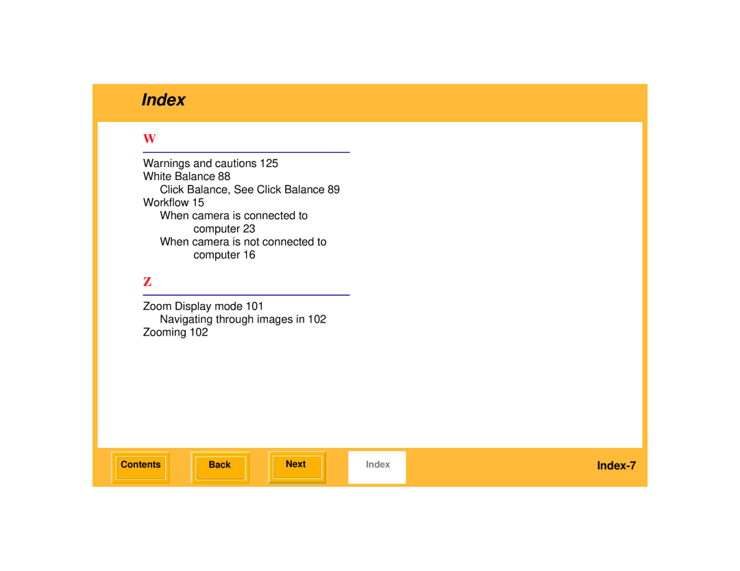 Kodak 645 manual Index-7 