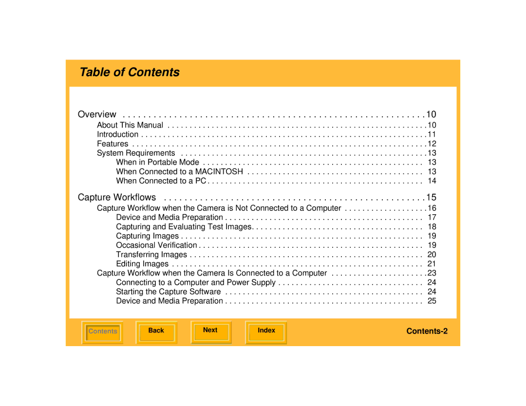 Kodak 645 manual Table of Contents 