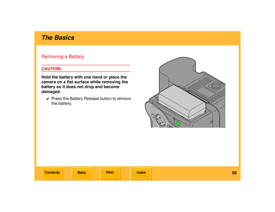 Kodak 645 manual Removing a Battery 