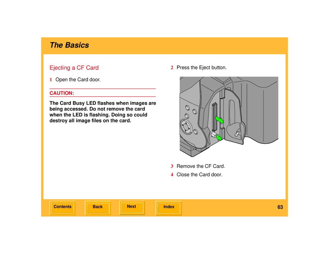 Kodak 645 manual Ejecting a CF Card 