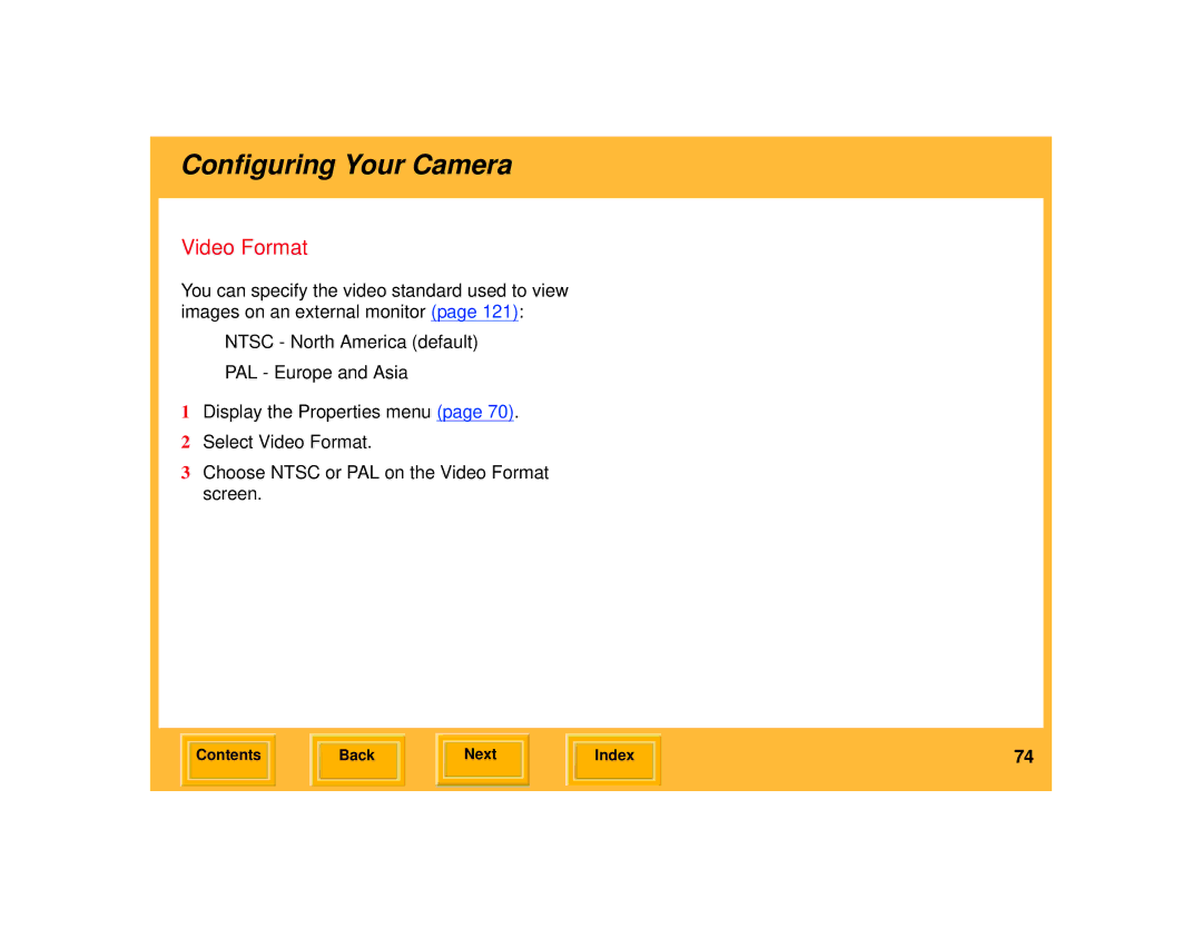 Kodak 645 manual Video Format 