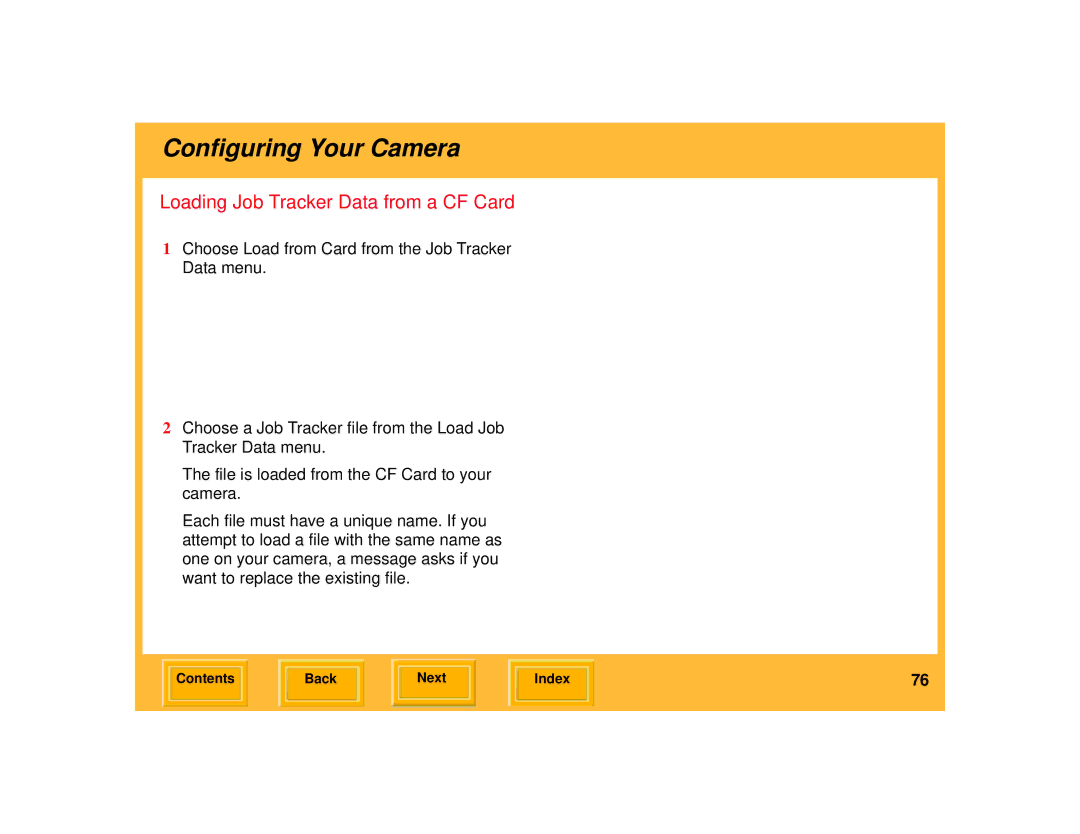 Kodak 645 manual Loading Job Tracker Data from a CF Card 