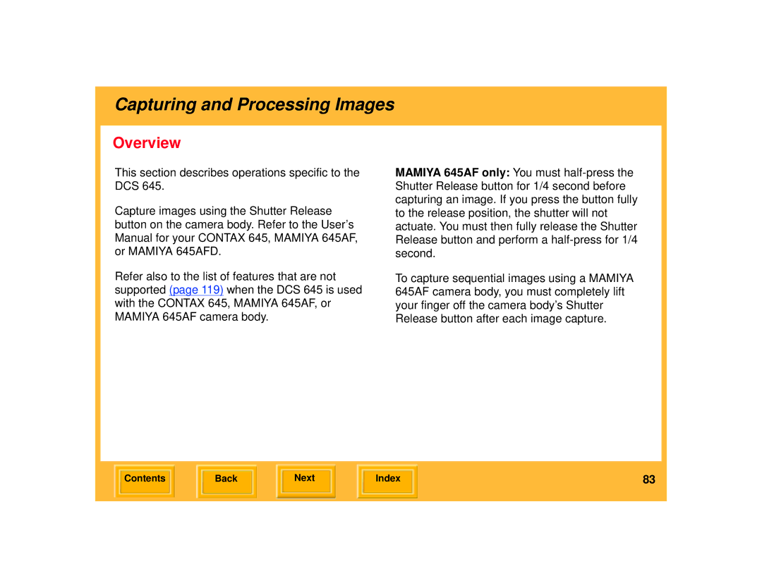 Kodak 645 manual Capturing and Processing Images, Overview 