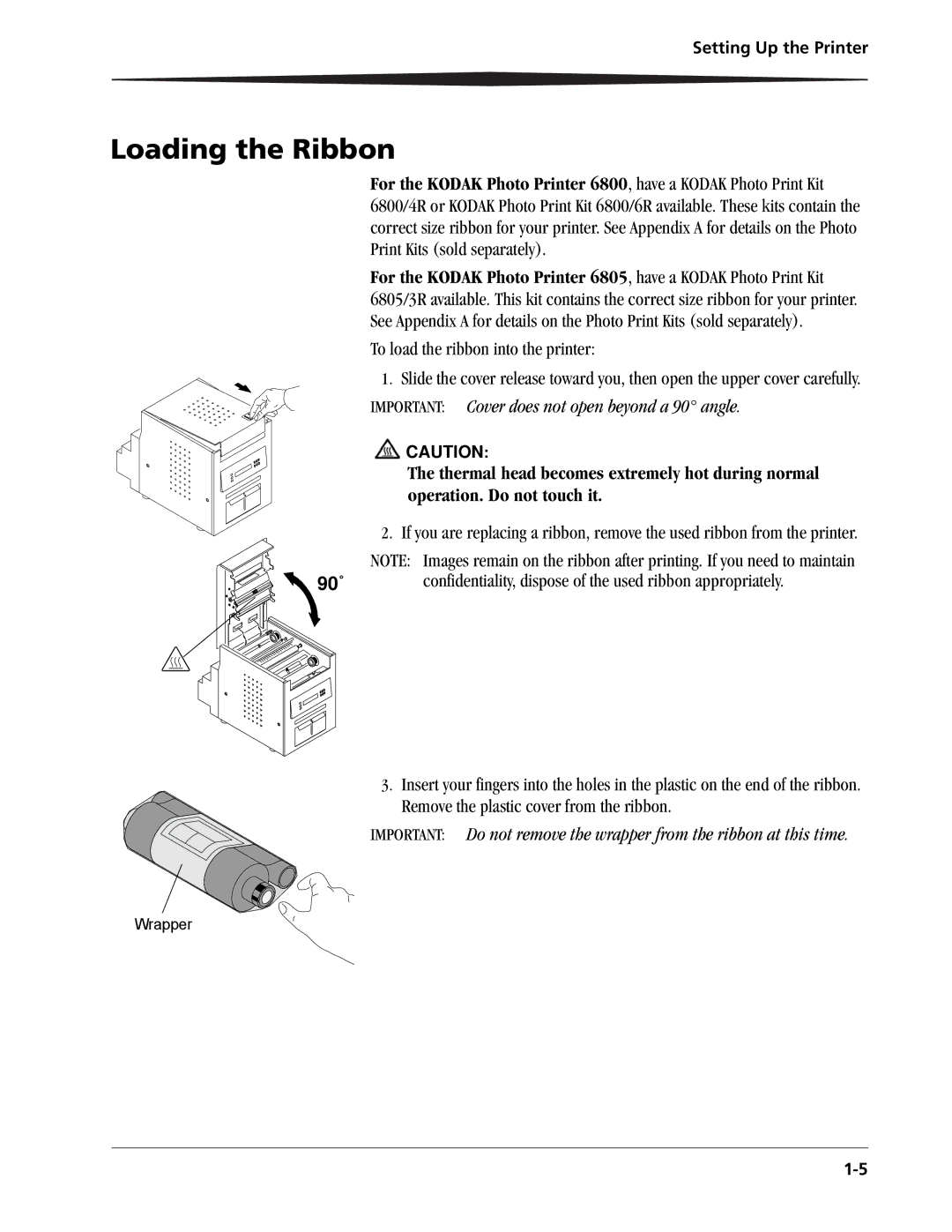 Kodak 6800 manual Loading the Ribbon 