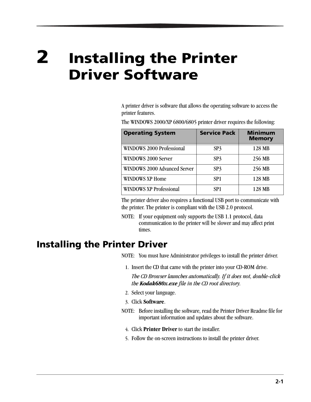 Kodak 6800 manual Installing the Printer Driver Software, Click Software 