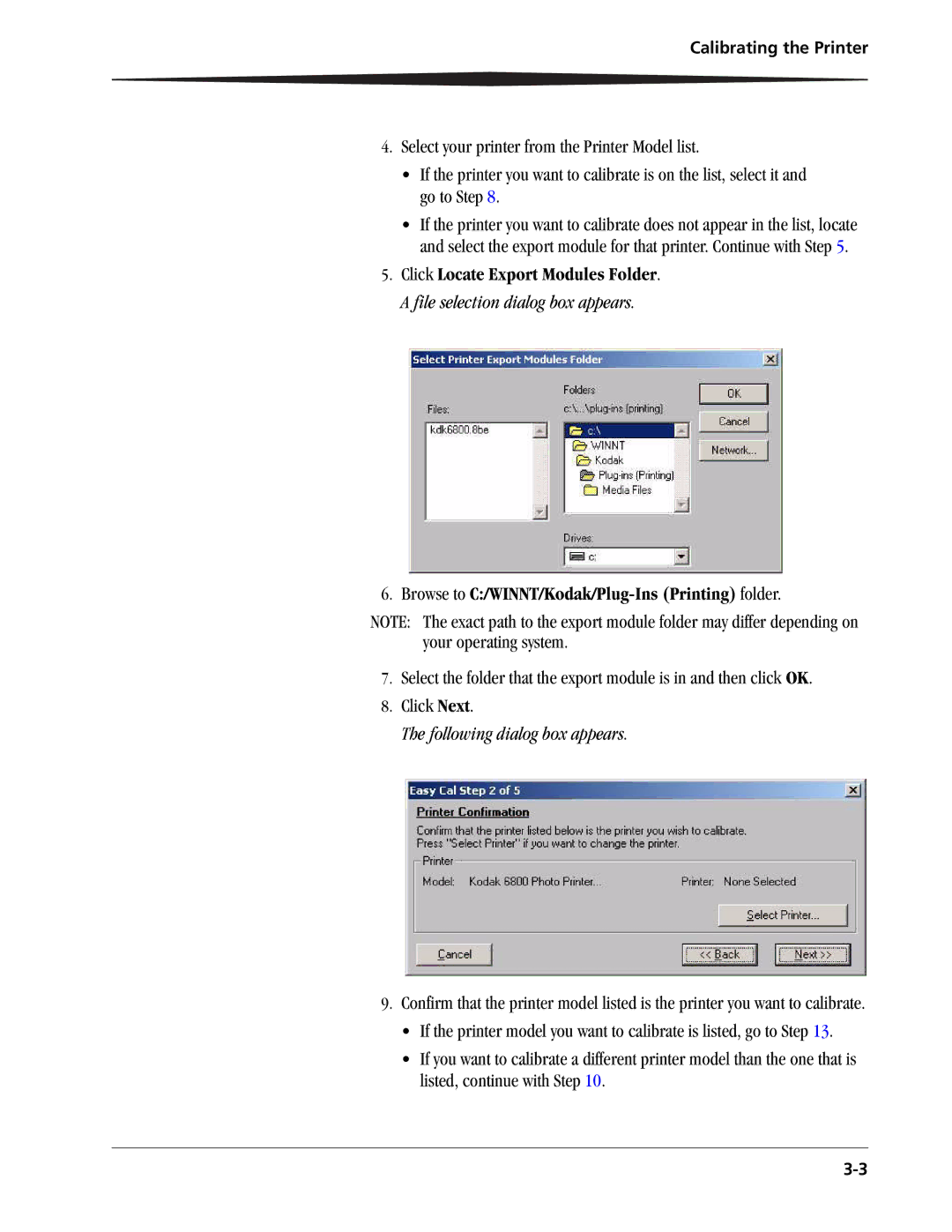 Kodak 6800 manual Browse to C/WINNT/Kodak/Plug-Ins Printing folder 