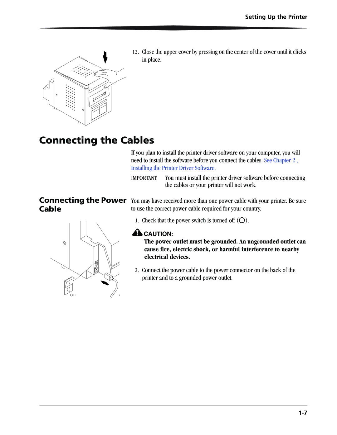 Kodak 6805 manual Connecting the Cables, Connecting the Power Cable 