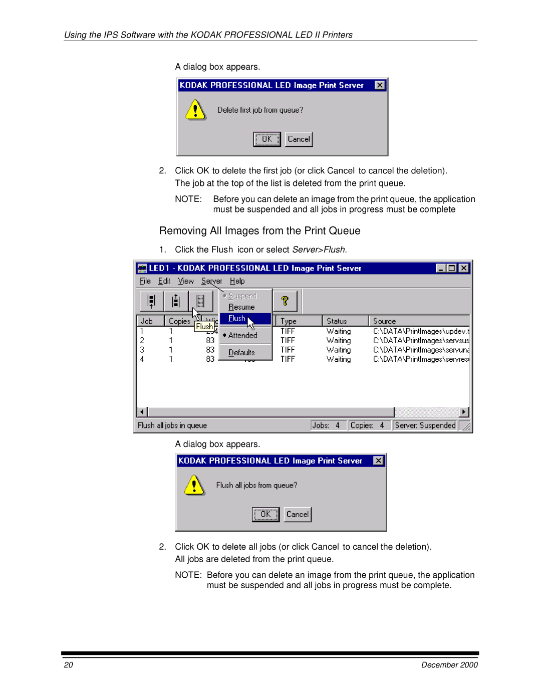 Kodak 6B6254 manual Removing All Images from the Print Queue 