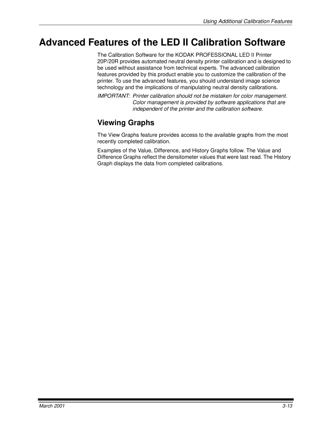 Kodak 6B6640 manual Advanced Features of the LED II Calibration Software, Viewing Graphs 