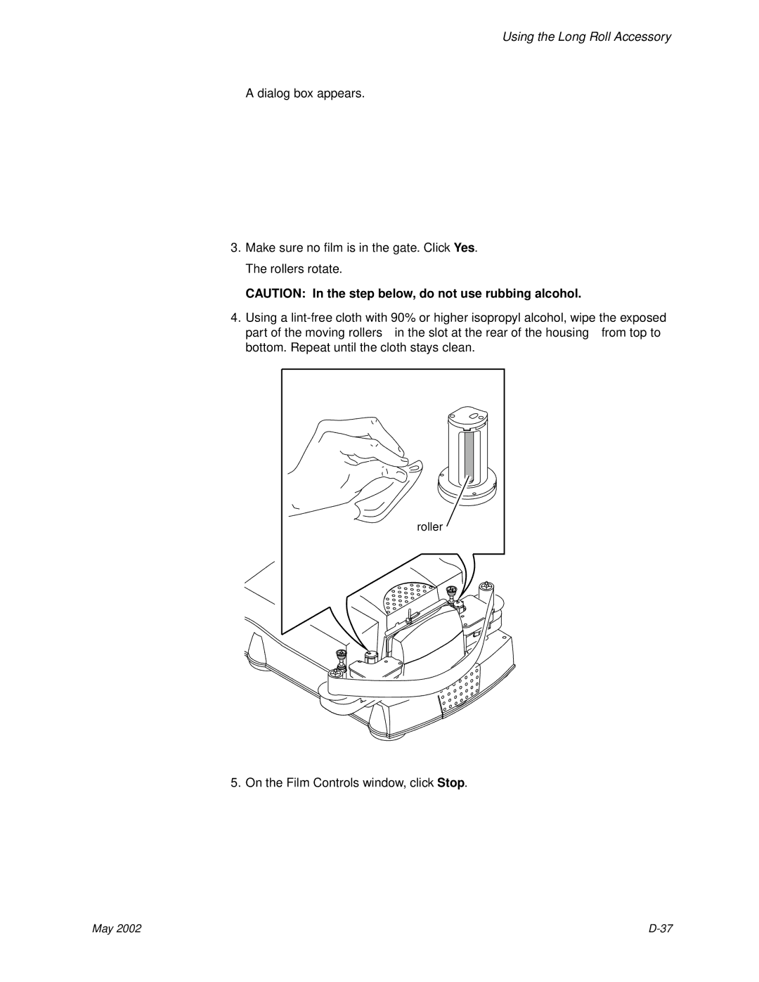 Kodak 6B7198 manual On the Film Controls window, click Stop 