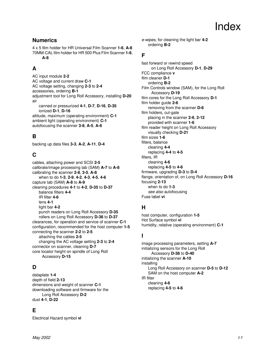 Kodak 6B7198 manual Index, Numerics 