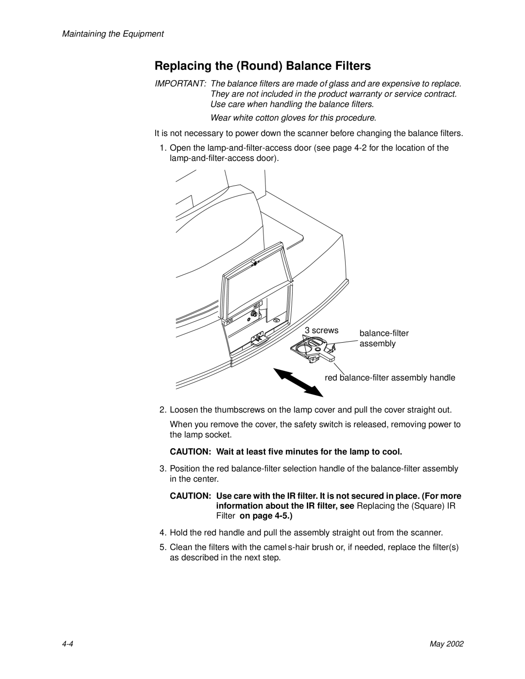 Kodak 6B7198 manual Replacing the Round Balance Filters 