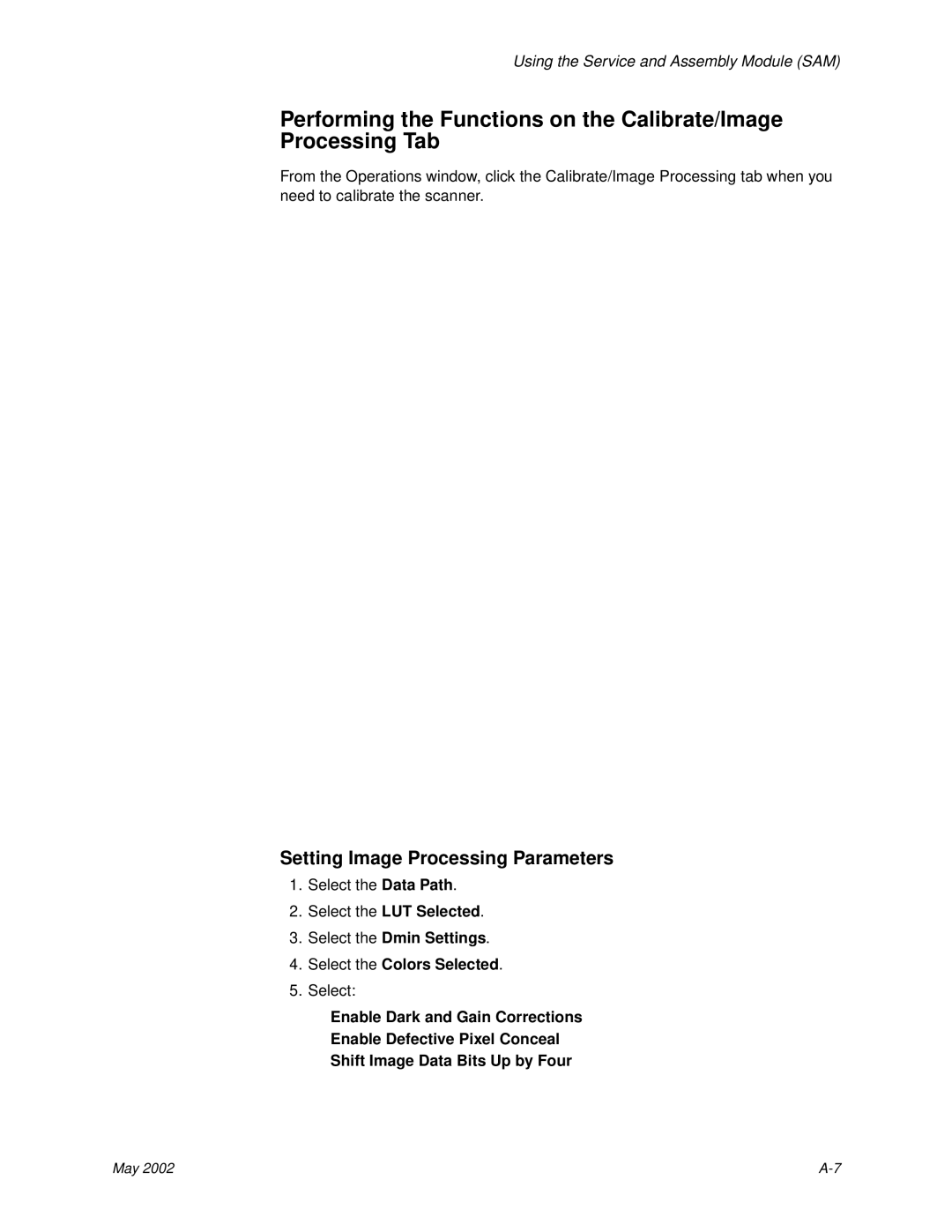 Kodak 6B7198 manual Setting Image Processing Parameters 