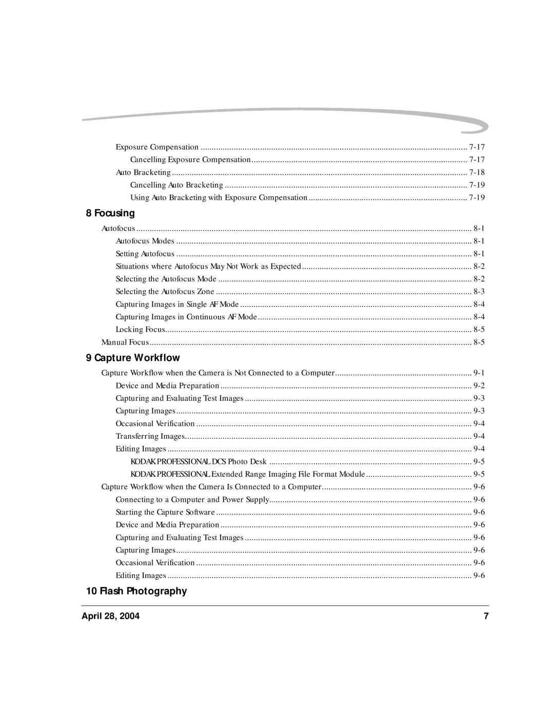 Kodak 6B8773 manual Focusing, Capture Workflow, Flash Photography 