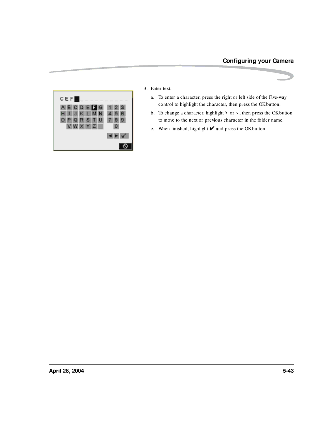 Kodak 6B8773 manual Enter text, When finished, highlight and press the OK button 