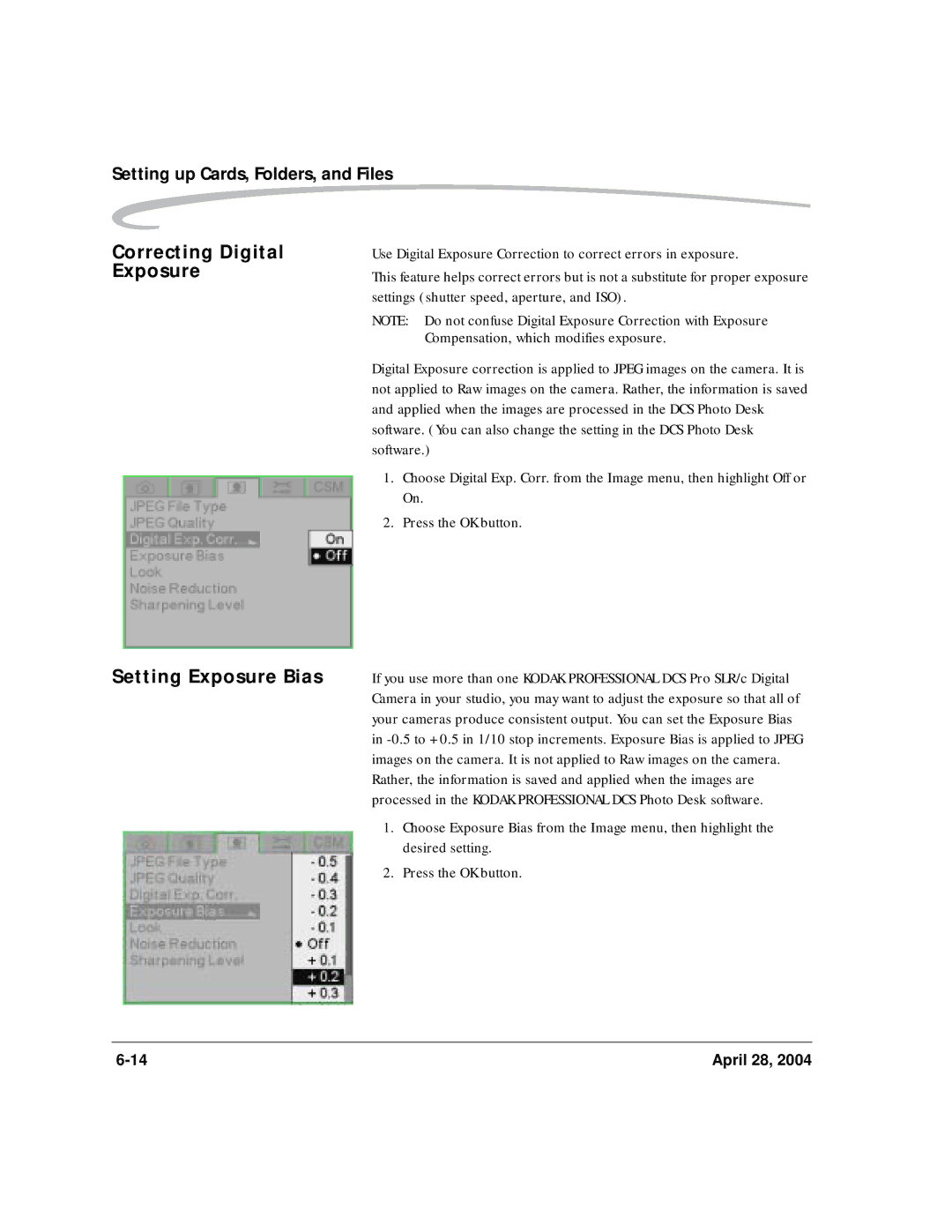 Kodak 6B8773 manual Correcting Digital Exposure 