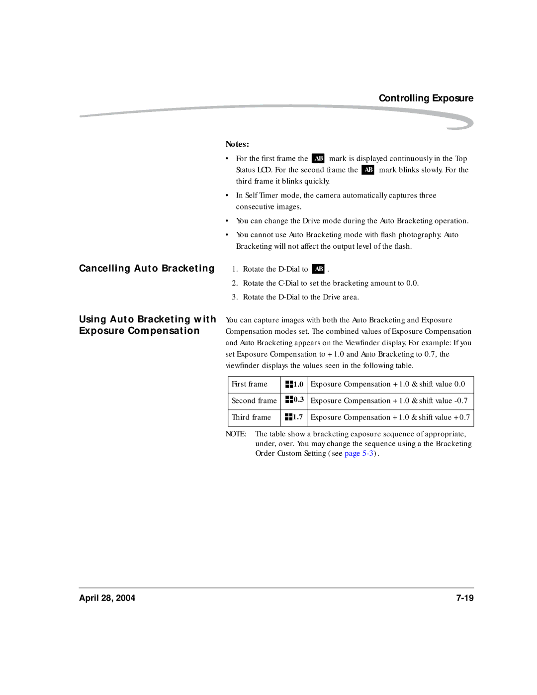 Kodak 6B8773 manual Cancelling Auto Bracketing 