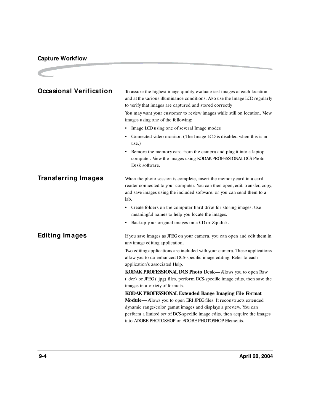 Kodak 6B8773 manual Occasional Verification, Transferring Images, Editing Images 