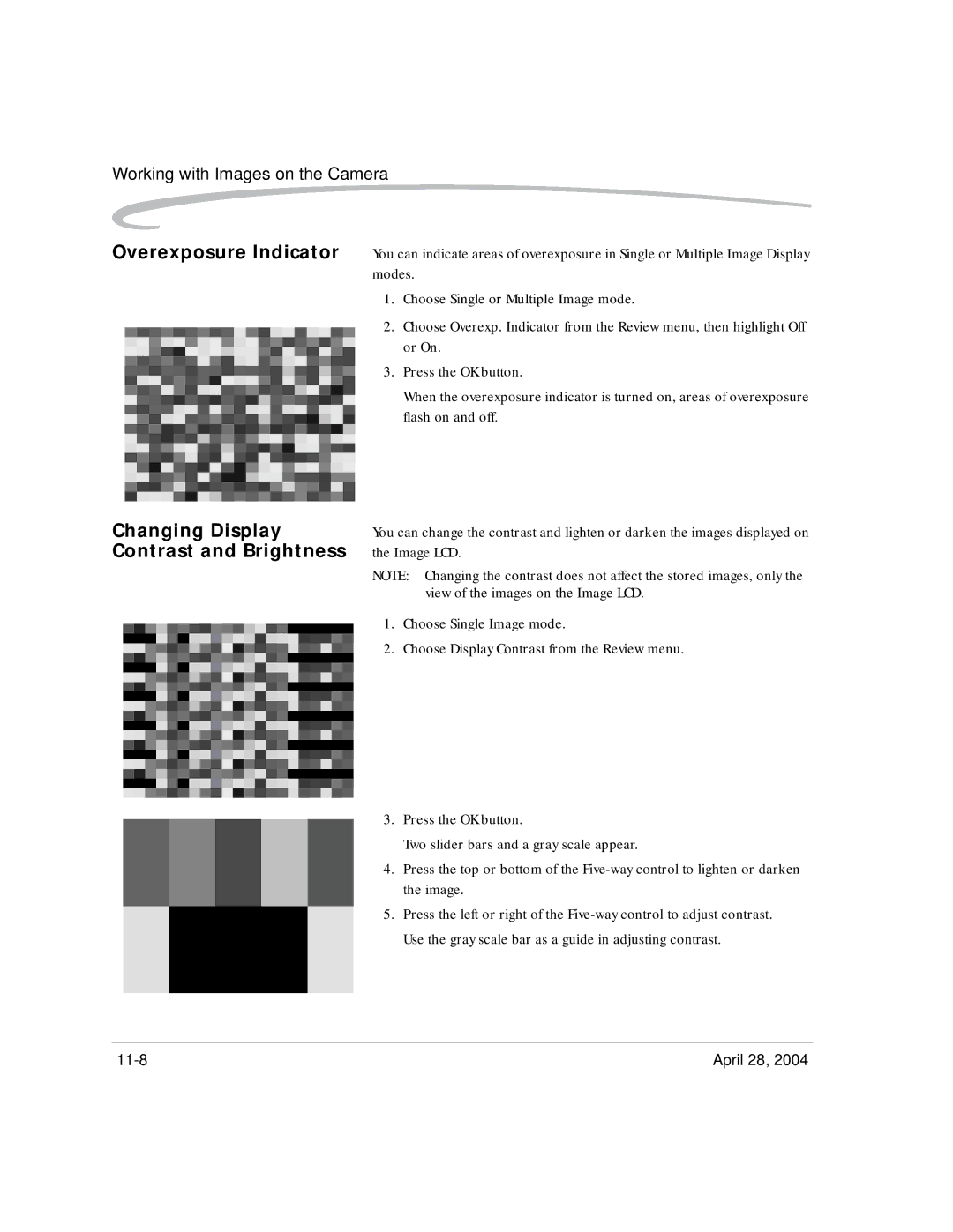 Kodak 6B8773 manual Changing Display, Contrast and Brightness 