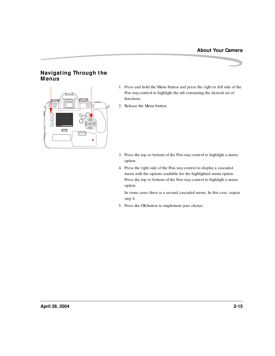 Kodak 6B8773 manual Navigating Through Menus 