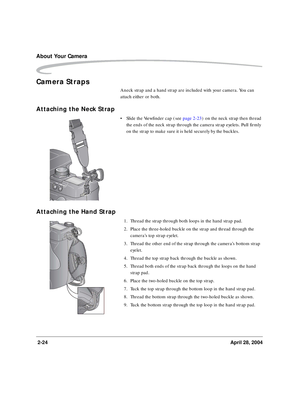 Kodak 6B8773 manual Camera Straps, Attaching the Neck Strap, Attaching the Hand Strap 