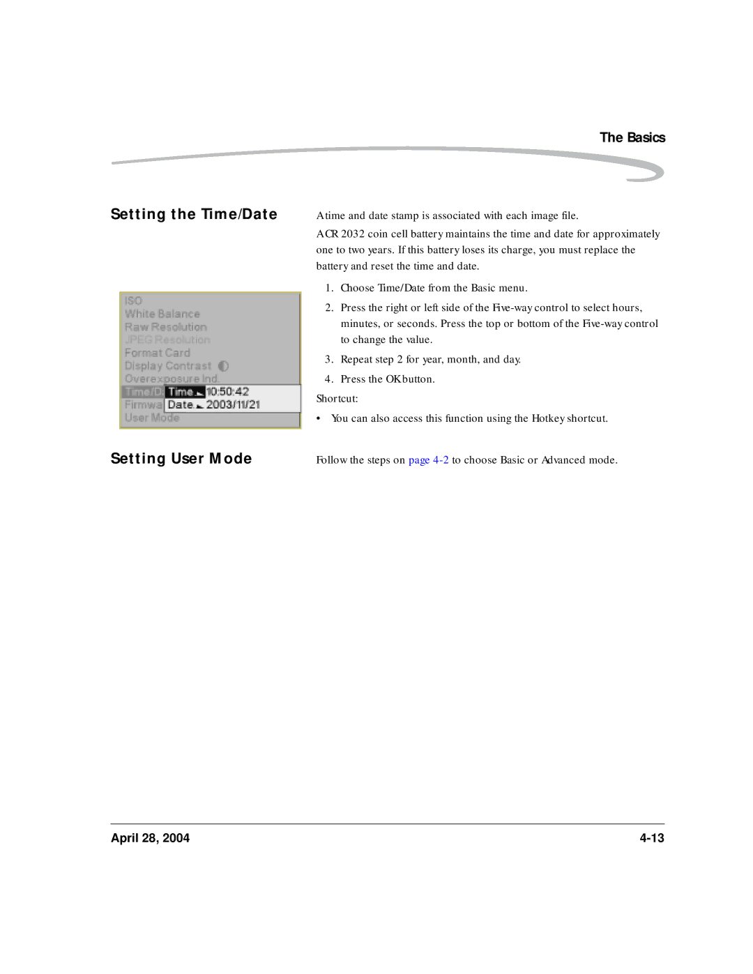 Kodak 6B8773 manual Setting User Mode 