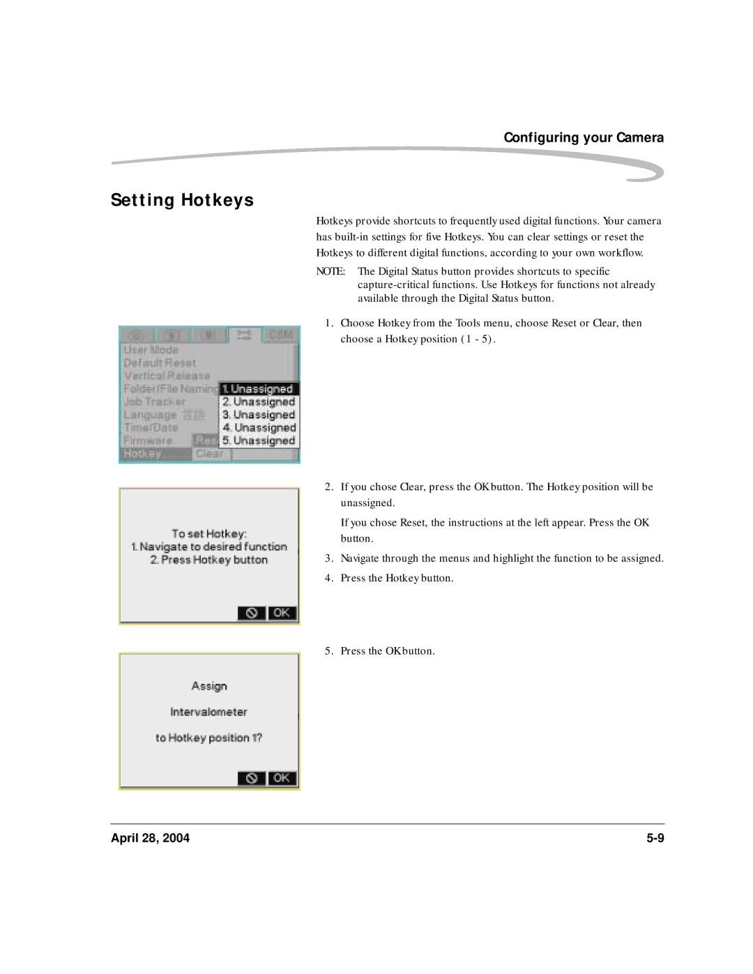 Kodak 6B8773 manual Setting Hotkeys 