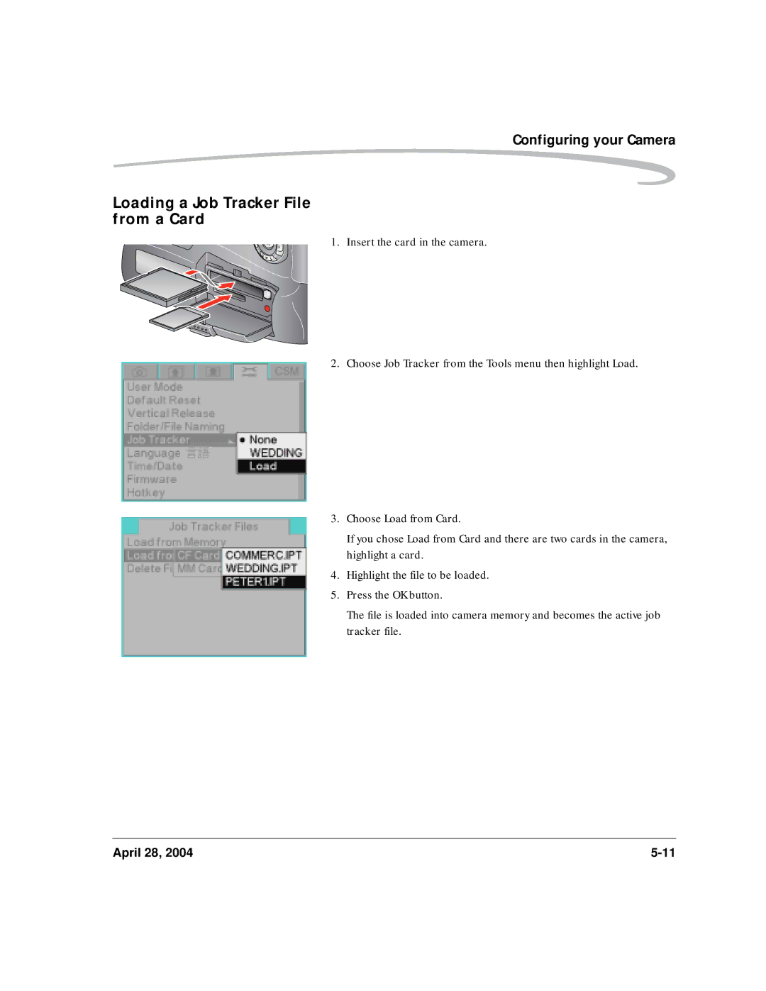 Kodak 6B8773 manual Loading a Job Tracker File from a Card 