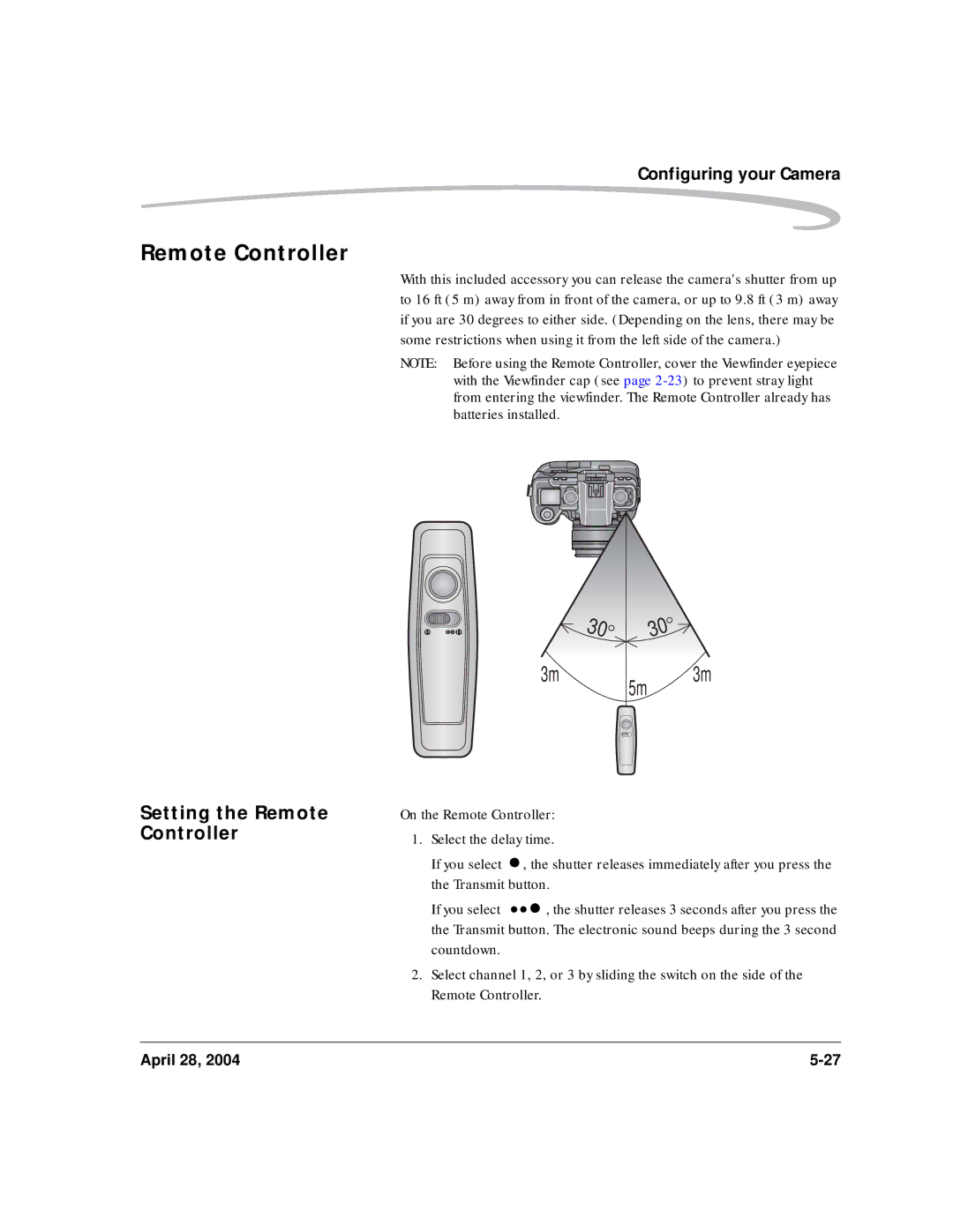 Kodak 6B8773 manual Setting the Remote Controller 