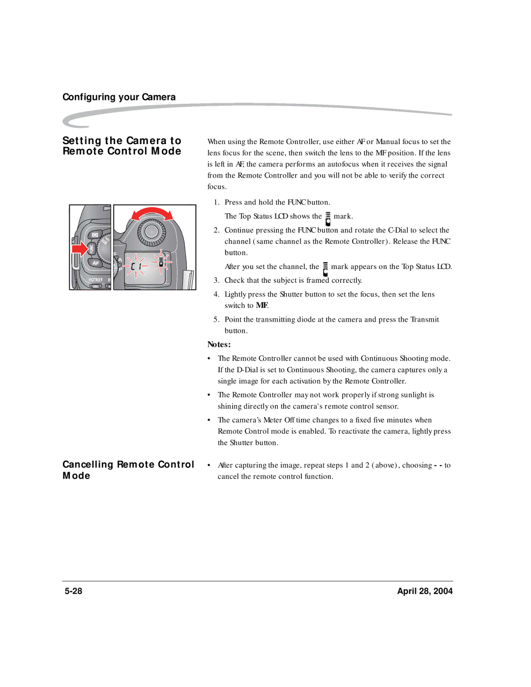 Kodak 6B8773 manual Setting the Camera to Remote Control Mode, Shining directly on the cameras remote control sensor 