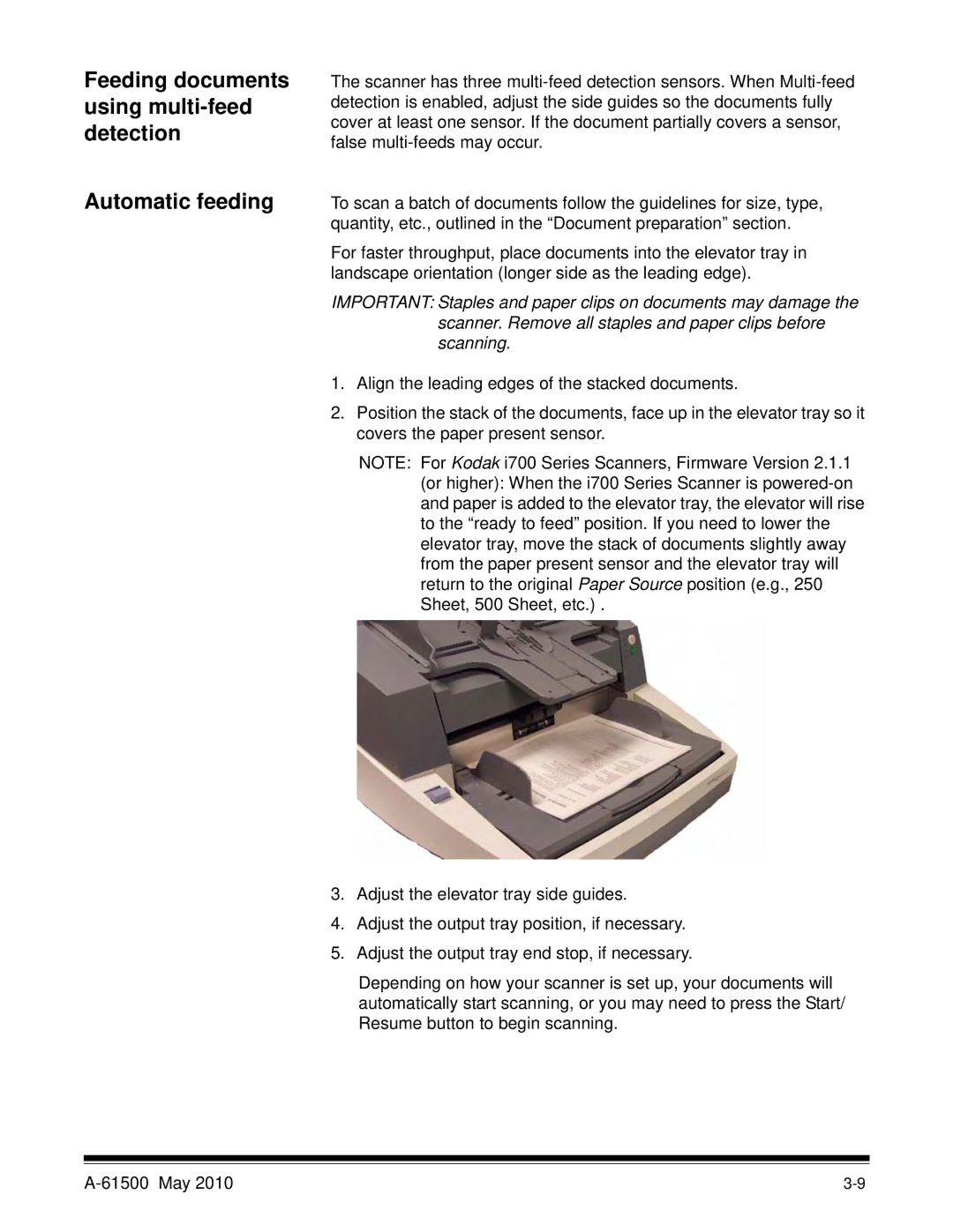 Kodak 6J7611A manual Automatic feeding 